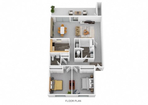 Floor plan for 2 beds, 1.5 baths, 1074 sqft